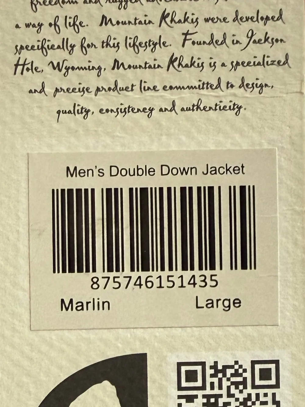 Mountain Khakis Men’s Double Down Jacket Large Marlin Blue 650 Fill Goose Down